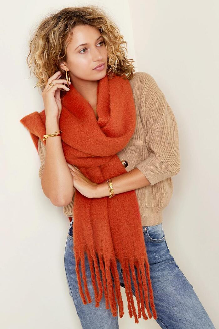 Warm winter scarf solid color off-white Polyester Picture7